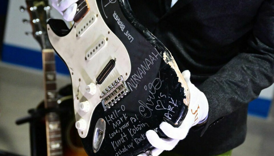 Kurt Cobains Fender Stratocaster er blevet solgt for 4,1 millioner kroner. (Arkivfoto).