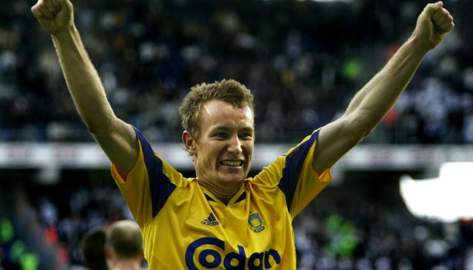 Thomas Kahlenberg scorede to gange i Brøndbys legendariske 5-0-sejr over FC København i foråret 2005. Sejren var med til at sikre mesterskabet med Michael Laudrup som træner. (Arkivfoto).
