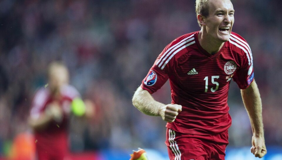 Thomas Kahlenberg scorede Danmarks sejrsmål til 2-1 mod Armenien i 2014. Det blev hans sidste scoring på landsholdet. (Arkivfoto).