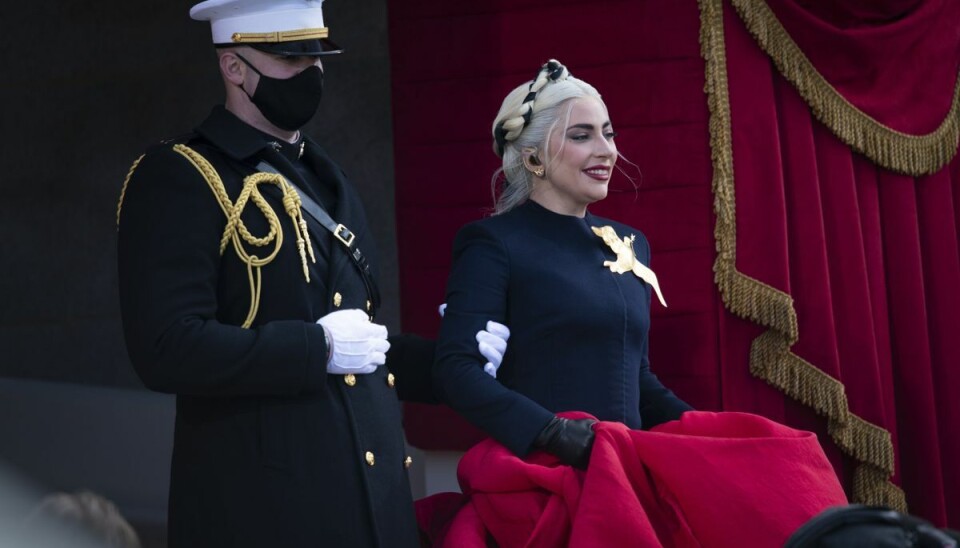 Lady Gaga ses her ved indsættelsen af Joe Biden som USA's præsident den 20. januar 2021. Lady Gaga ses her ved indsættelsen af Joe Biden som USA's præsident den 20. januar 2021.