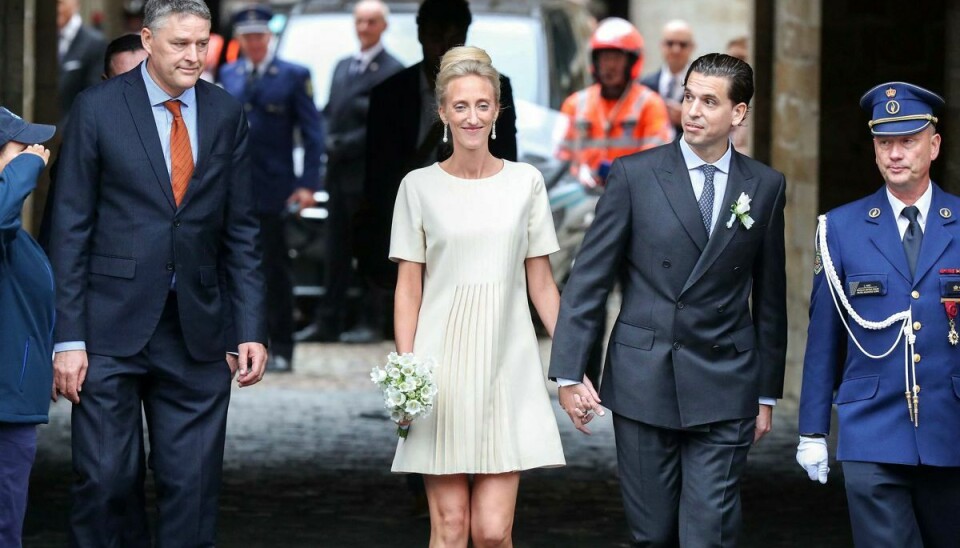 Prinsesse Maria-Laura og William Isvy ankommer til den borgerlige vielse på rådhuset i Bruxelles.