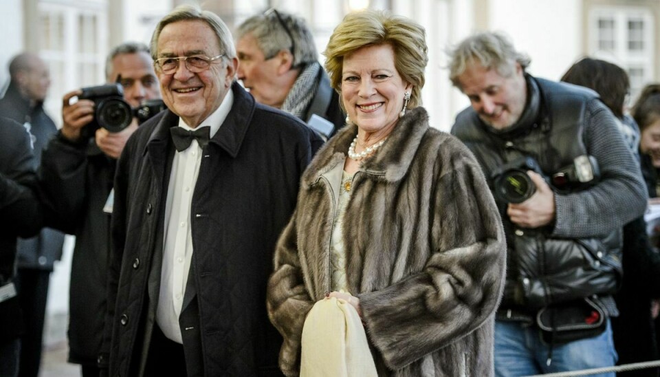 Ekskong Konstantin og eksdronning Anne-Marie ved dronning Margrethes 75-års fødselsdag i 2015. (Arkivfoto).