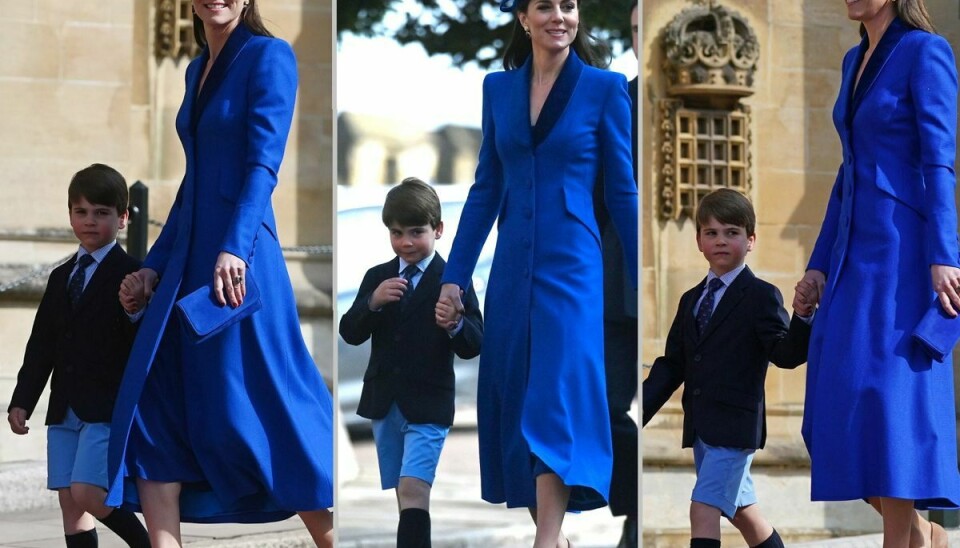 Prins Louis havde et godt greb i sin mor, prinsesse Catherine, da han sammen med resten af familien søndag var til påskegudstjeneste i St. George's Chapel ved Windsor Castle.