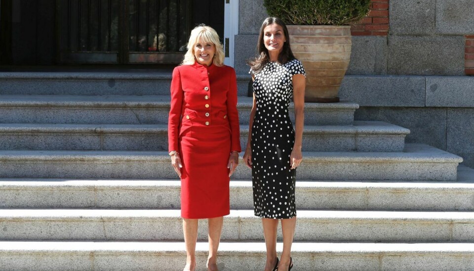 Dronning Letizia og Jill Biden poserer for pressen