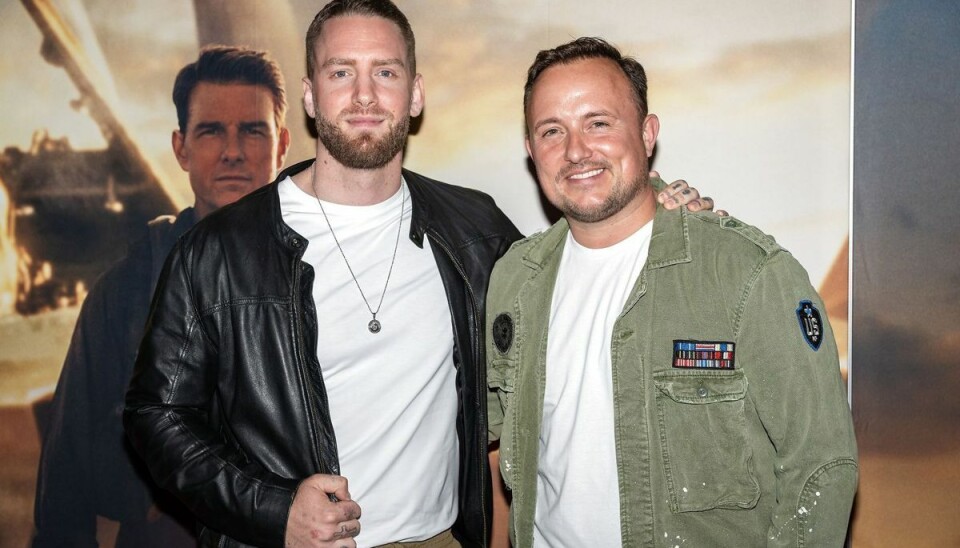 Sæþór Kristínsson (tv) og Thomas Evers Poulsen ses her til gallapremiere på filmen 'Top Gun - Maverick' i Imperial i København tirsdag den 24. maj 2022. Sæþór Kristínsson (tv) og Thomas Evers Poulsen ses her til gallapremiere på filmen 'Top Gun - Maverick' i Imperial i København tirsdag den 24. maj 2022.