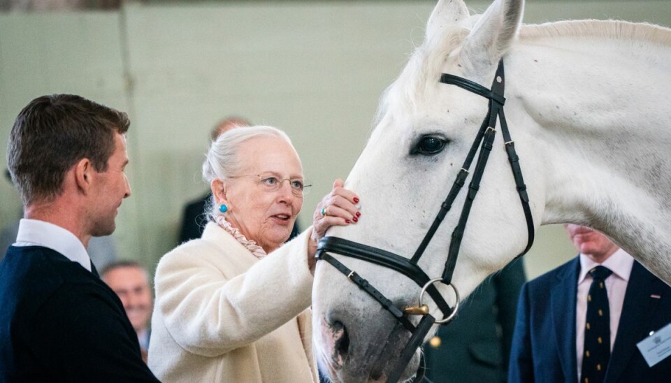 I forbindelse med dronning Margrethes 50-års regentjubilæum navngiver hun en hest på Christiansborg Ridebane, torsdag den 5. maj 2022. Dronningen navngav hesten Avanti.