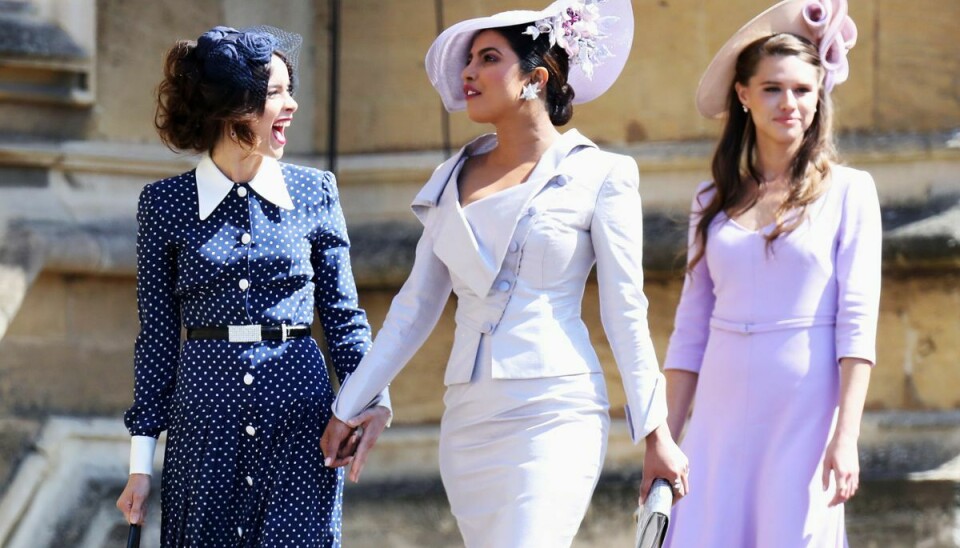 Priyanka Chopra, der her ses i midten i forbindelse med prins Harrys og hertuginde Meghans bryllup i 2018.
