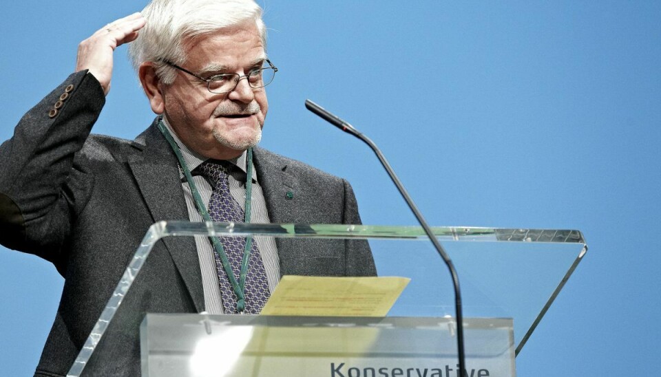 Tidligere minister Knud Erik Kirkegaard fylder 80 år den 17. maj. Her åbner han Det Konservative Folkepartis landsråd i Herning Kongrescenter i september 2012.