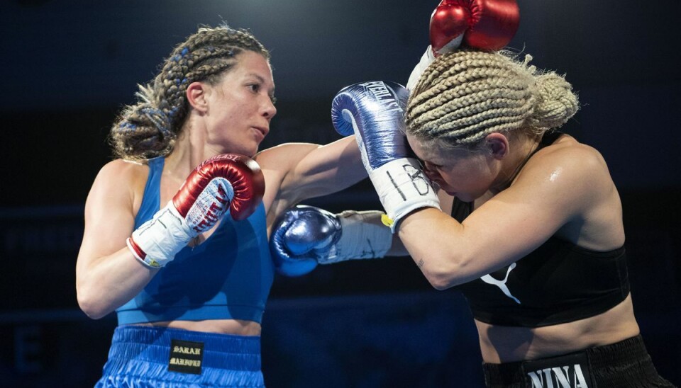 Sarah Mahfoud, Danmarks ubesejrede verdensmester i professionel boksning forsvarer sit VM-bælte i fjervægt mod den tyske europamester Nina Meinke, på Frederiksberg torsdag den 21. april 2022. Sarah Mahfoud, Danmarks ubesejrede verdensmester i professionel boksning forsvarer sit VM-bælte i fjervægt mod den tyske europamester Nina Meinke, på Frederiksberg torsdag den 21. april 2022.