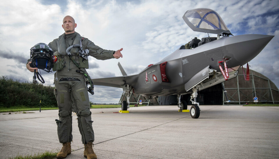 En dansk jagerpilot med flyvernavnet PLA landede torsdag 14. september det første F-35-fly på Flyvestation Skrydstrup. (Arkivfoto).
