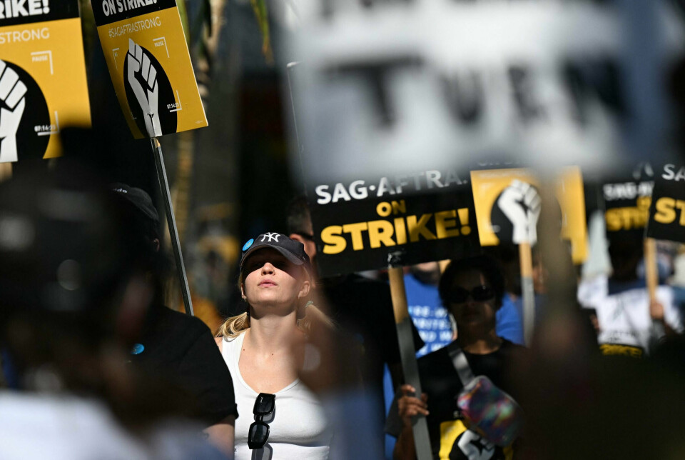 Under Hollywood-skuespillernes strejke har medlemmer af fagforeningen SAG-AFTRA gået strejkevagt foran blandt andet Netflix' studier. (Arkivfoto).