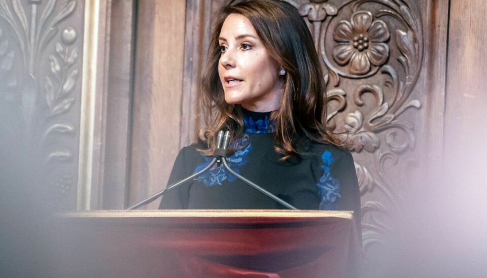 Prinsesse Marie taler i Københavns Universitets festsal efter Jubilæumsgudstjeneste i Vor Frue Kirke.