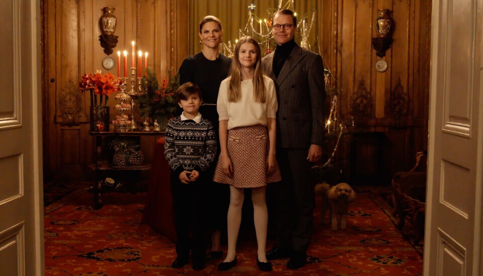 Den svenske kronprinsessefamilie, kronprinsesse Victoria, prins Daniel, prinsesse Estelle og prins Oscar.