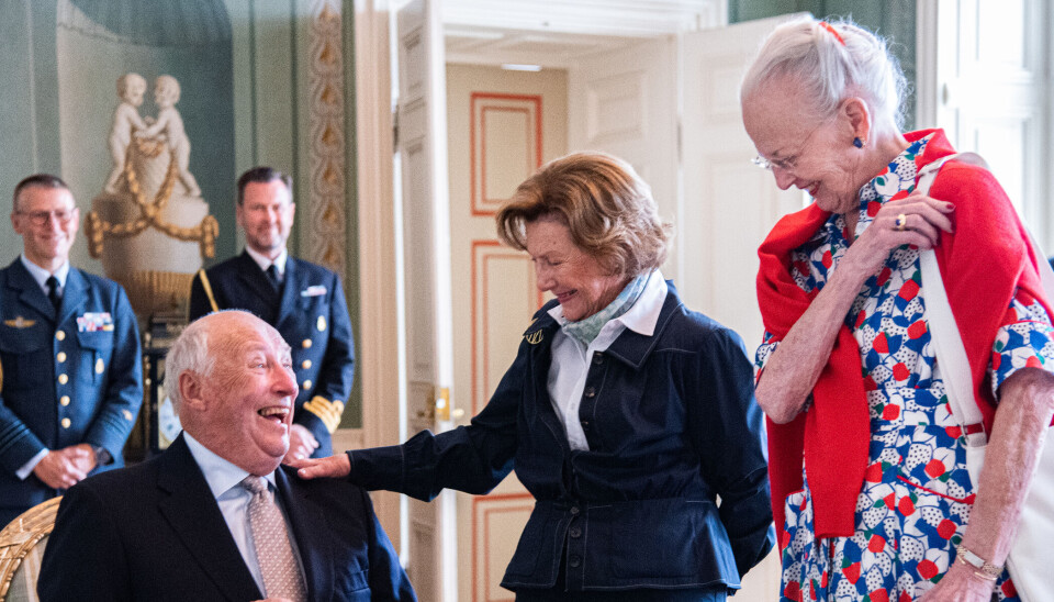 Dronning Margrethe ses her sammen med det norske kongepar under deres besøg i Danmark sidste sommer.