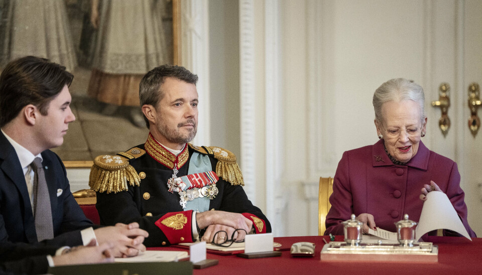 Dronning Margrethe indtog pladsen for bordenden i Statsrådet 14. januar, hvor hun underskrev sin abdikationserklæring. (Arkivfoto).
