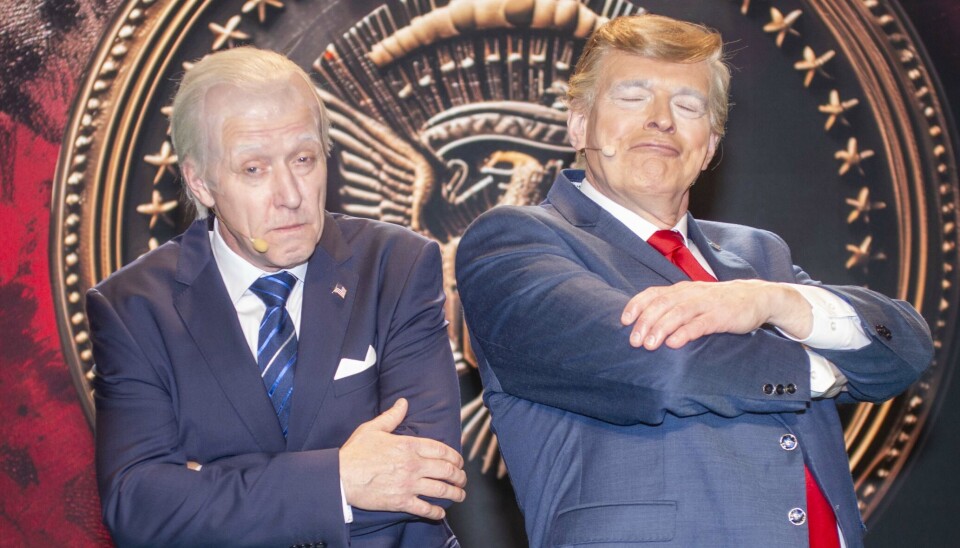 Henrik Lykkegaard og Niels Olsen som Joe Biden og Donald Trump i årets Cirkusrevyen på Bakken.