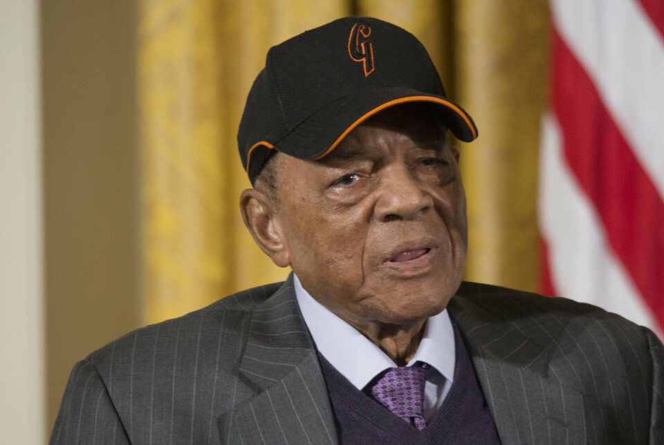 Willie Mays ses her til en middag i Det Hvide Hus i forbindelse med, at San Francisco Giants i 2014 vandt World Series, finaleserien af den amerikanske baseball-liga MLB. (Arkivfoto).