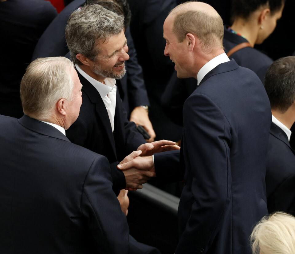 Kong Frederik og prins William mødtes under landskampen mellem Danmark og England torsdag.
