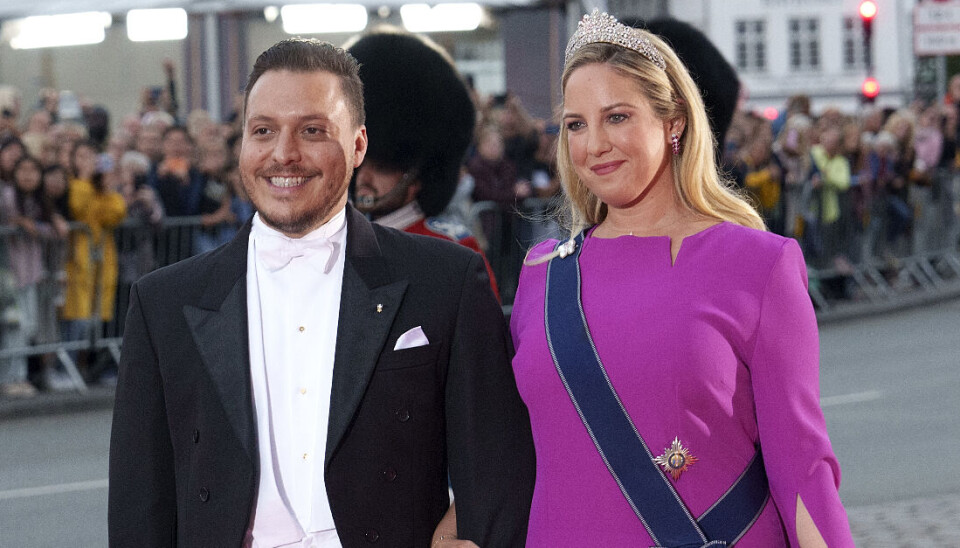 Prinsesse Theodora og hendes forlovede Matthew Kumar ses her ankomme til festligheder i forbindelse med dronning Margrethe 50-års regentjubilæum i 2022