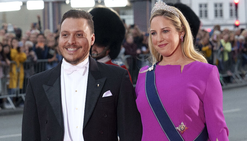 Prinsesse Theodora og hendes forlovede Matthew Kumar ses her ankomme til festligheder i forbindelse med dronning Margrethe 50-års regentjubilæum i 2022