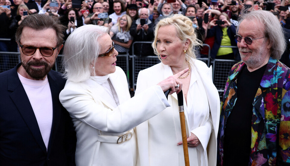 De fire ABBA-medlemmer. Fra venstre er det Björn Ulvæus, Anni-Frid Lyngstad, Agnetha Fältskog og Benny Andersson.