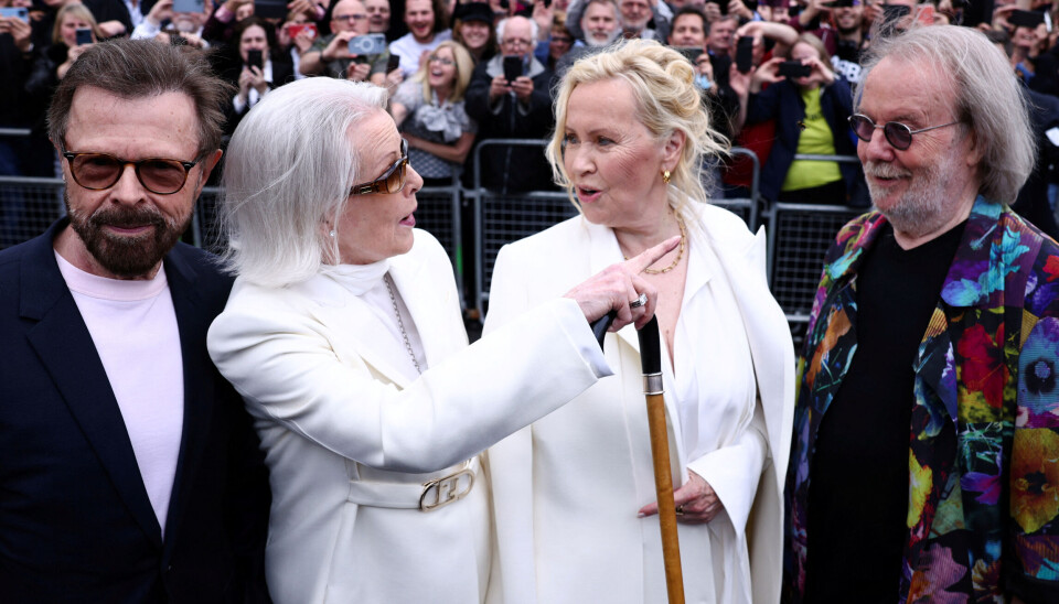 De fire ABBA-medlemmer. Fra venstre er det Björn Ulvæus, Anni-Frid Lyngstad, Agnetha Fältskog og Benny Andersson.