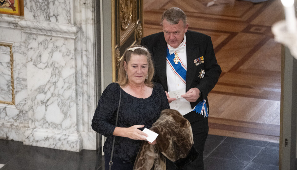 Udenrigsminister Lars Løkke Rasmussen og Solrun Jakupsdottir Rasmussen ankommer til gallataffel, hvor Kong Frederik og Dronning Mary er værter for Islands Præsident Halla Tomasdottir og ægtefælle Bjorn Skulason på Christiansborg Slot i København