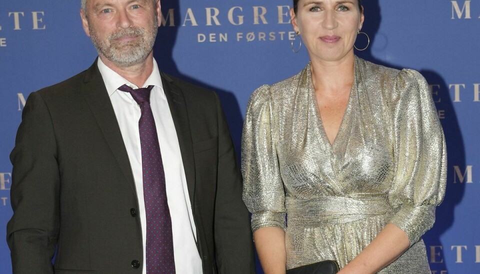 Statsminister Mette Frederiksen (S) og Bo Tengberg. Dronning Margrethe deltager i gallapremiere på filmen Margrete den første i Imperial Bio i København, onsdag den 8. september 2021.