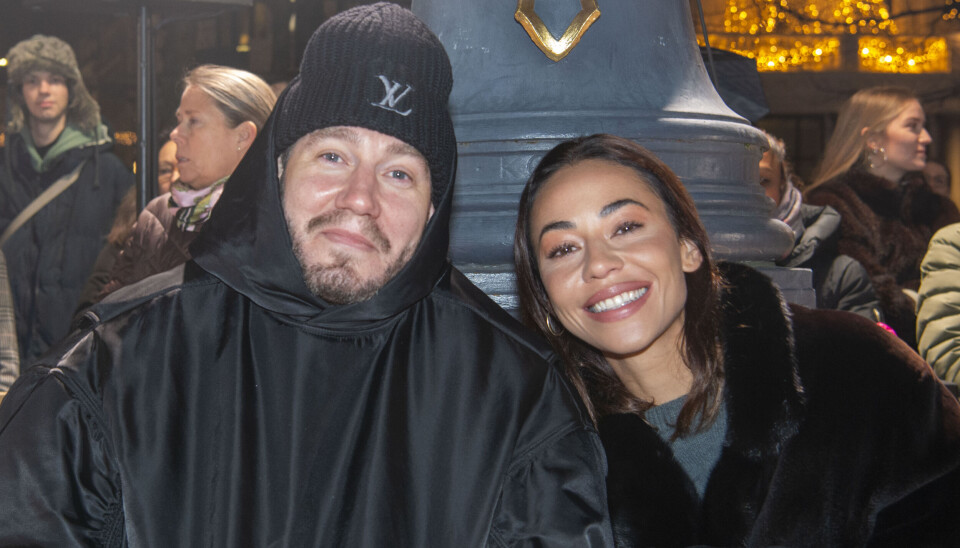 Nicklas Bendtner og Sus Wilkins til modeshow hos Soeren Le Schmidt på Kongens Nytorv i København.