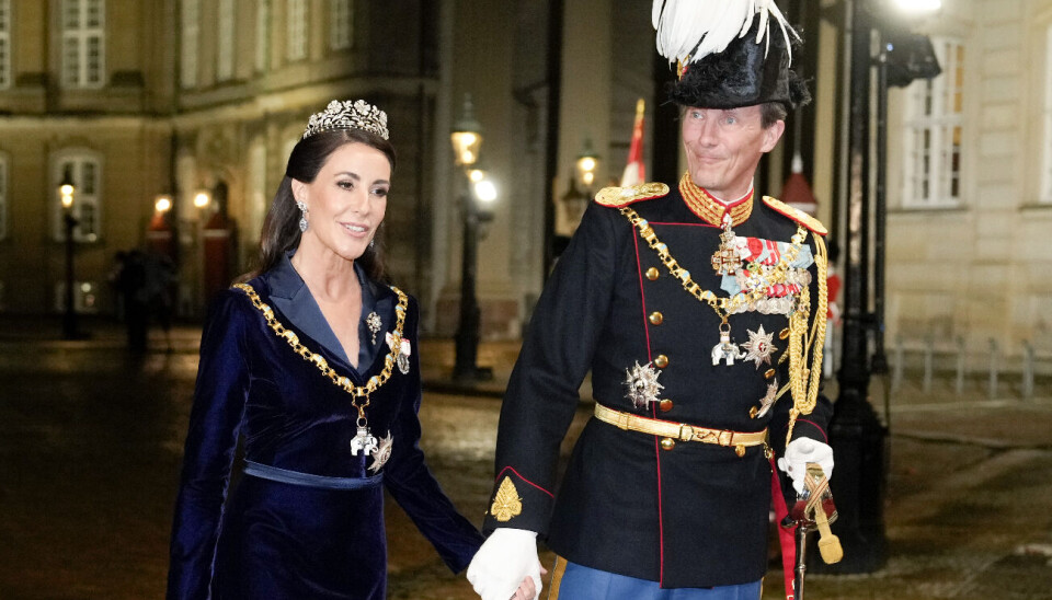 Prinsesse Marie og Prins Joachim ankommer til Kongeparrets nytårskur og nytårstaffel i Christian VII's Palæ på Amalienborg Slot i København den 1. januar 2025.