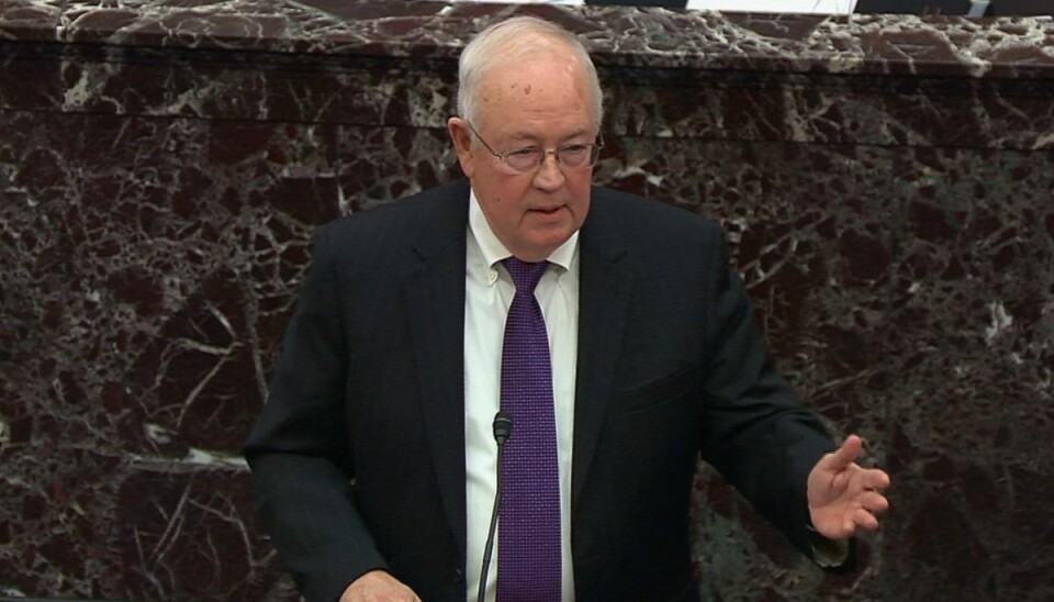 Kenneth Starr, da han i januar 2020 forsvarede præsident Donald Trump i rigsretten. Den 21. juli fylder Starr 75.