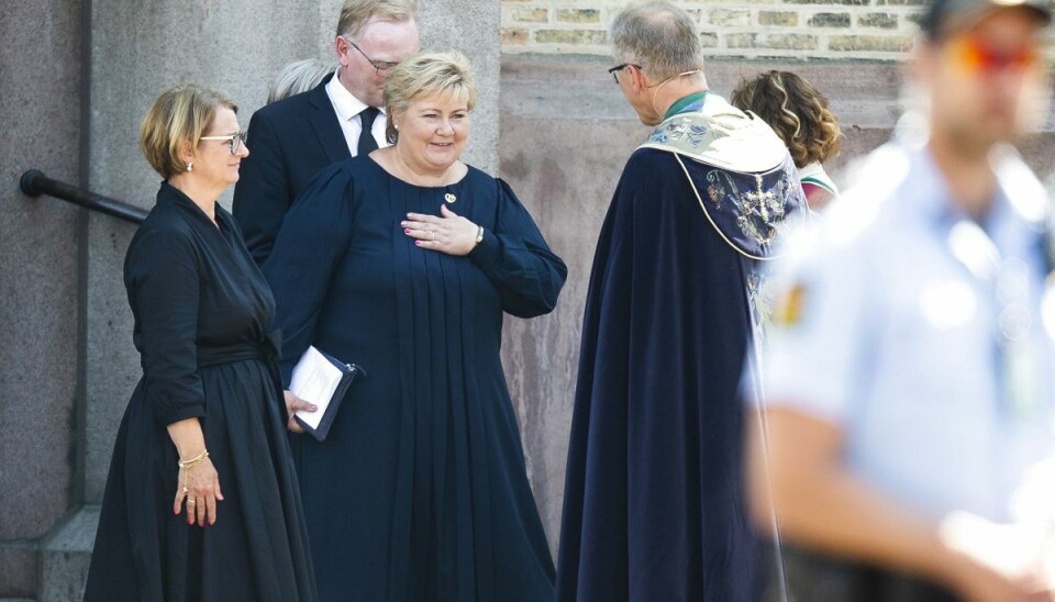 Erna Solberg efter gudstjenesten i Oslo domkirke. Foto: Trond Reidar Teigen / NTB Erna Solberg efter gudstjenesten i Oslo domkirke. Foto: Trond Reidar Teigen / NTB