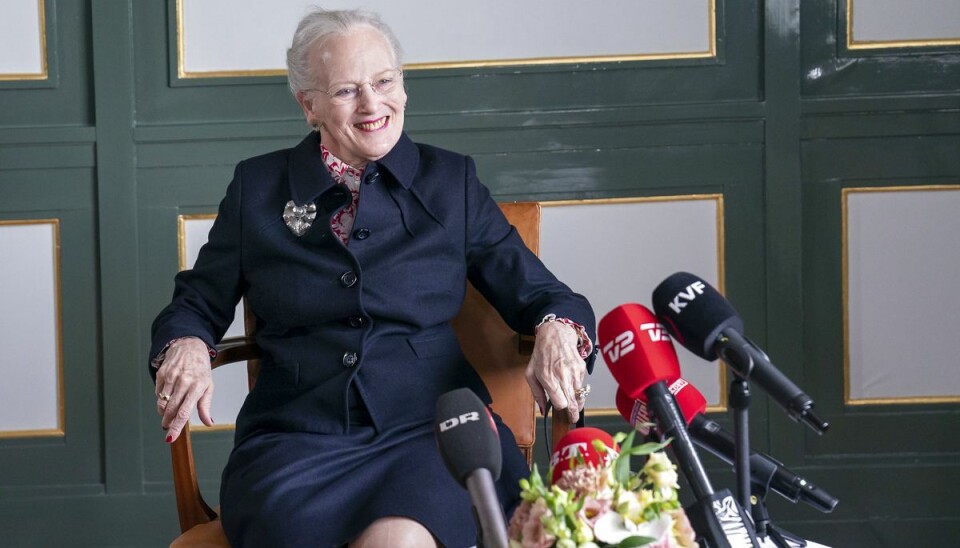 Afsluttende pressemøde med dronning Margrethe efter besøget på Færøerne, Torshavn, mandag den 19. juli 2021. Dronningen skulle have sejlet på Kongeskibet Dannebrog til Færøerne, men en motorfejl på Kongeskibet Dannebrog gjorde, at hun ikke kunne sejle til Færøerne men måtte flyve dertil. Foto: HANNE JUUL/Ritzau Scanpix