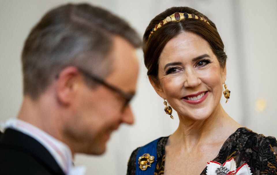 Mary ses her ved gallamiddagen i Helsinkin toirsdag aften