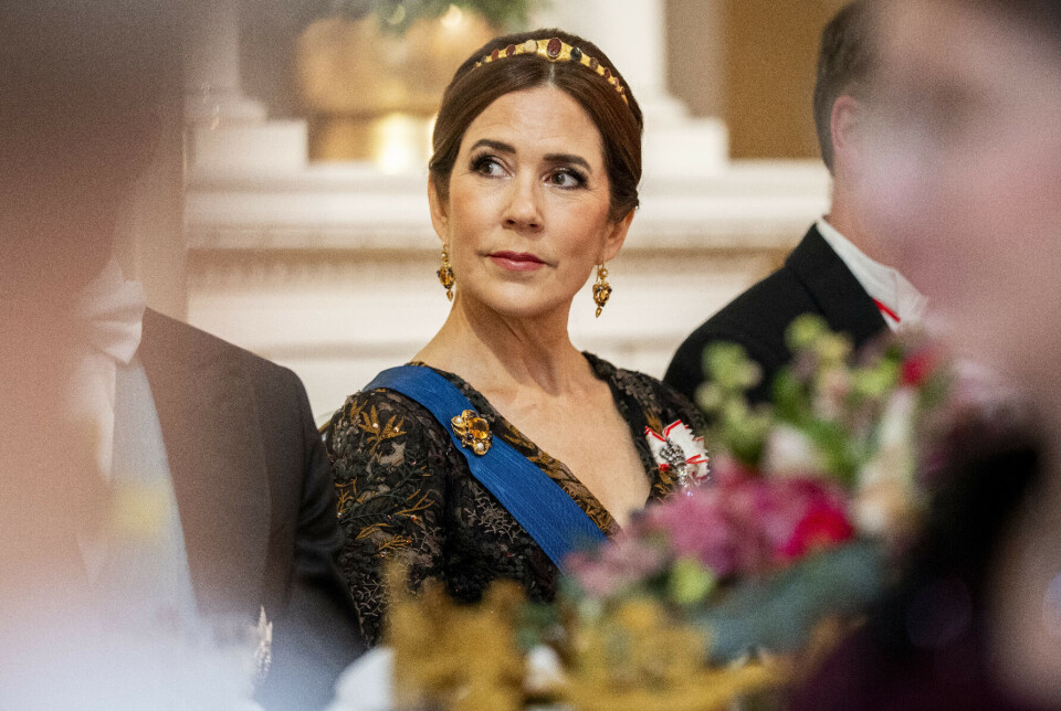 Mary ses her ved gallamiddagen på præsidentpaladset i Helsinki tirsdag aften.