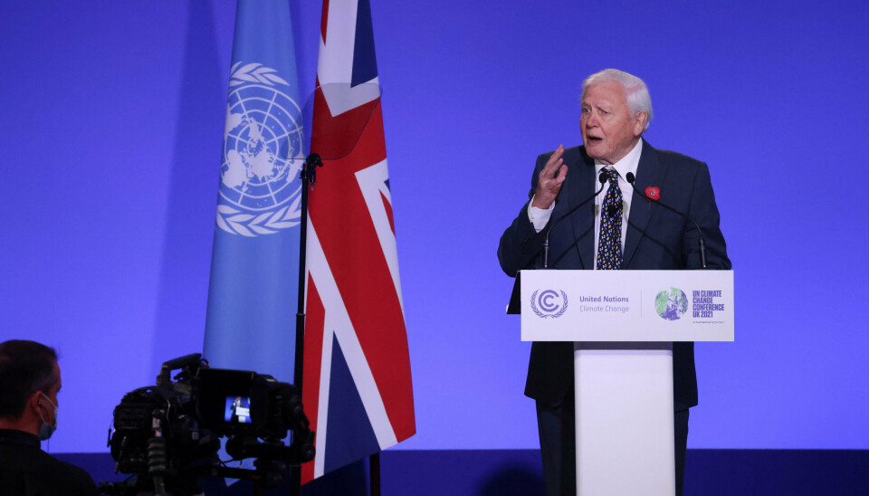 Britiske David Attenborough åbnede i 2021 FN's klimakonference, COP26, med en tale, hvor budskabet var håb og lighed. Dengang pegede han på, at verdens unge mennesker var løsningen på klimakrisen. (Arkivfoto).