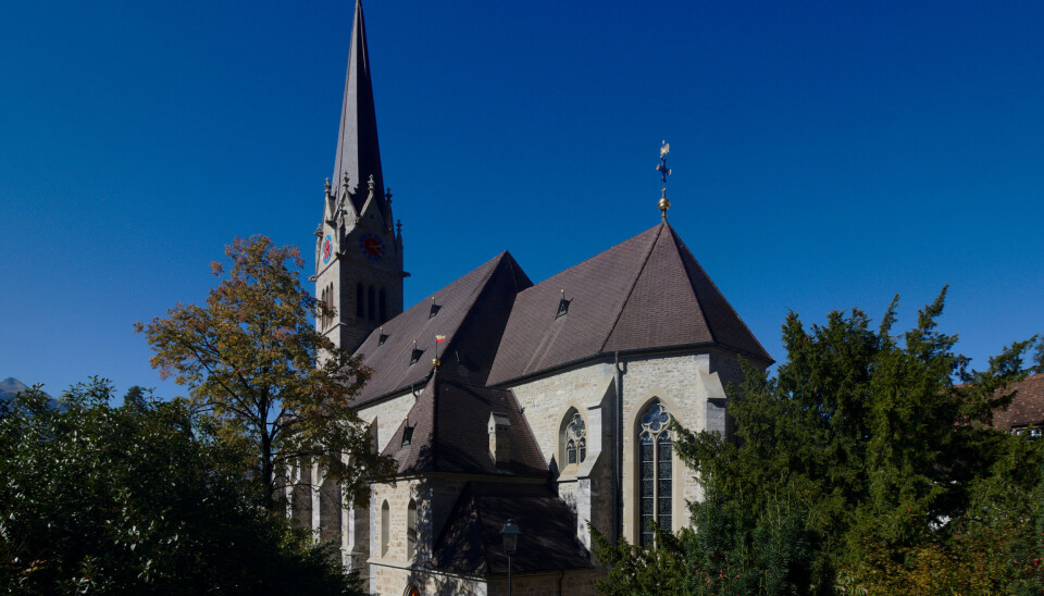 St Florin katedralen i Vaduz, hvor det royale bryllups skal stå den 30. august.