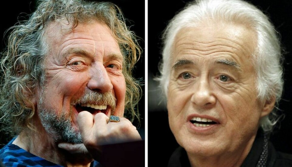 Forsanger Robert Plant (t.v.) og guitarist Jimmy Page (t.h.) fra Led Zeppelin. Foto: Scanpix (Arkvifoto)