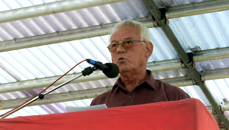 Hardy Hansen talte ved en demonstration i 2002.