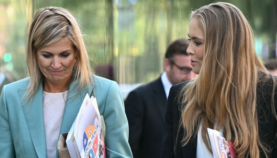 Dronning Maxima ses her sammen med sin ældste datter, 21-årige Catharina-Amalia, i Washington D.C. mandag.