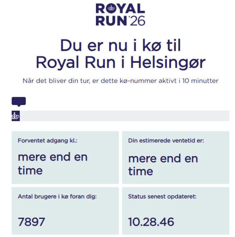 Sådan ser det ud, når man forsøger at tilmelde sig Royal Run.