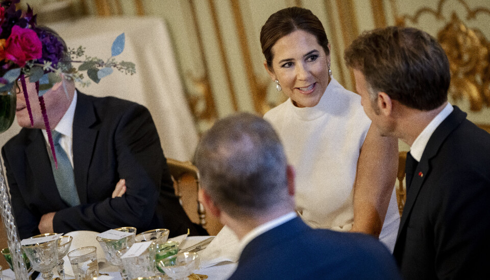 Mary havde franske præsident Macron som bordherre ved middagen onsdag aften.