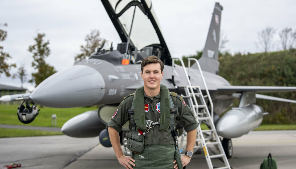 Kronprins Christian fløj mandag med om bord på F-16-fly fra Flyvestation Skrydstrup.