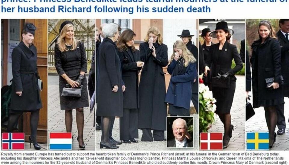 Tirsdag skrev Daily Mail, at prins Richard var en dansk prins. Screendump fra Daily Mail. Tirsdag skrev Daily Mail, at prins Richard var en dansk prins. Screendump fra Daily Mail.