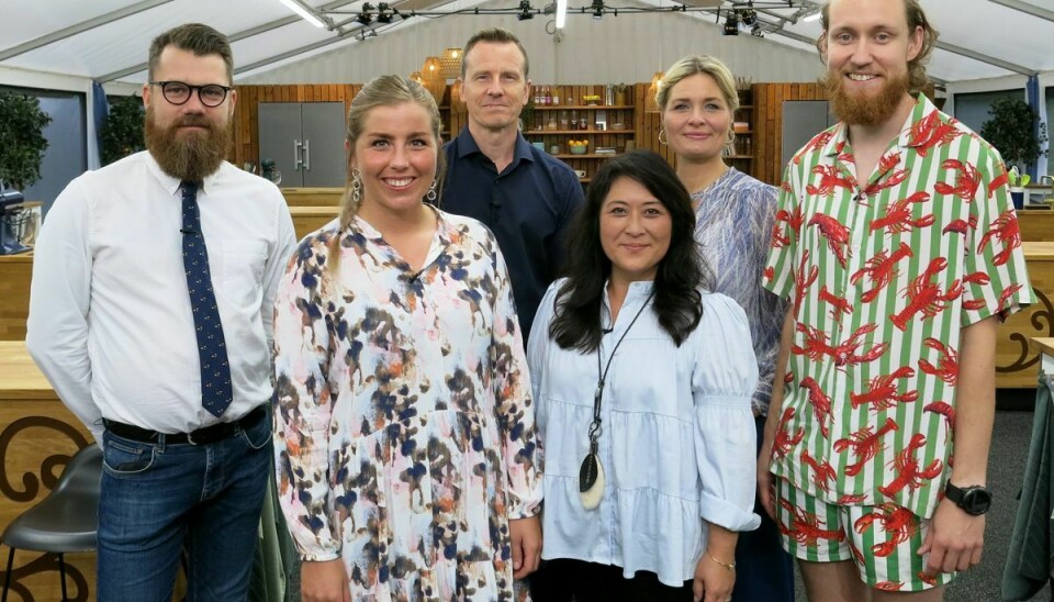 På billedet er det de fire deltagere samt de to dommere, fra venstre, Jesper Hemmingsen, Anne Tirstrup, Markus Grigo, Iben Devantier, Katrine Foged Thomsen og Jesper Søvndal.