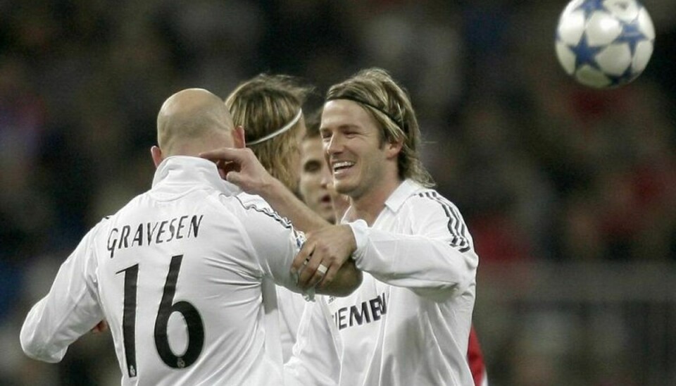 Hos Real Madrid spillede David Beckham i en kort periode sammen med danske Thomas Gravesen. Arkivfoto: Felix Ordonez/Scanpix