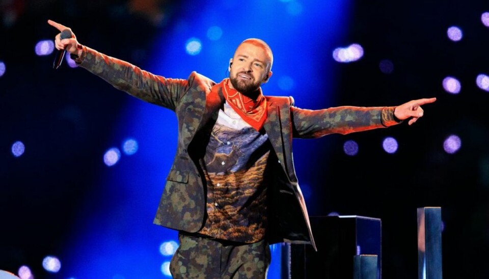 Amerikanske Justin Timberlake optrådte under halvlegsshowet i årets Super Bowl. Foto: Scanpix/Christopher Polk Amerikanske Justin Timberlake optrådte under halvlegsshowet i årets Super Bowl. Foto: Scanpix/Christopher Polk