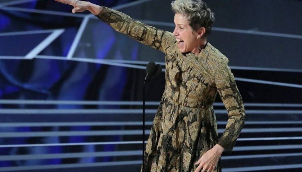 Skuespilleren Frances McDormand mistede sin statuette ved festen i forlængelse af den 90. oscaruddeling i Los Angeles. Foto: Lucas Jackson/Scanpix. Skuespilleren Frances McDormand mistede sin statuette ved festen i forlængelse af den 90. oscaruddeling i Los Angeles. Foto: Lucas Jackson/Scanpix.