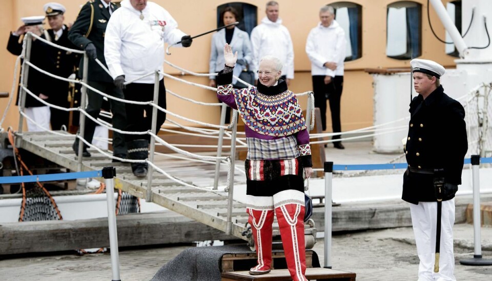 Dronning Margrethes besøg på Grønland, som skulle have fundet sted fra 24. juli til 5. august, udsættes som følge af corona, oplyser kongehuset. Arkivfoto: Linda Kastrup/Scanpix 2021 Dronning Margrethes besøg på Grønland, som skulle have fundet sted fra 24. juli til 5. august, udsættes som følge af corona, oplyser kongehuset. Arkivfoto: Linda Kastrup/Scanpix 2021