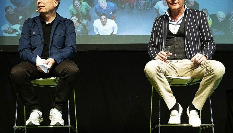 Blachman overrasker: Jeg er klar til at tage over Alternativet holder landsmøde i Odense. Uffe Elbæk i samtale med Thomas Blachman. (Foto: Carsten Bundgaard/Ritzau Scanpix)
